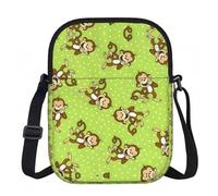 LPLSNWS Green Clever Monkey - Borsa a tracolla con cerniera, piccola borsa a tracolla con tracolla regolabile, portatile, da viaggio, lavoro, regalo per donne e uomini