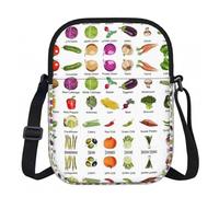 LPLSNWS Introduzione di varie verdure stampate cerniera borsa a tracolla - Piccola borsa a tracolla con tracolla regolabile - Borsa regalo portatile da viaggio per donne e uomini