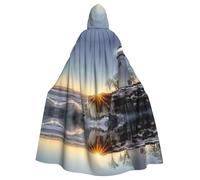 LPLSNWS Lighthouse Rocks Seaside - Mantello con cappuccio per adulti - Comodo mantello con cappuccio adatto per cosplay, spettacoli teatrali, balli in maschera, feste a tema e convegni anime.