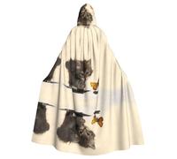 LPLSNWS Mantella con cappuccio con stampa di gatto e farfalla, unisex, ideale per congressi, feste e costumi cosplay