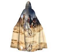 LPLSNWS Mantello con cappuccio per adulti con cavallo da corsa in tempesta del deserto - Comodo mantello con cappuccio adatto per cosplay, spettacoli teatrali, balli in maschera, feste a tema e