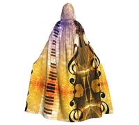 LPLSNWS Mantello con cappuccio per adulti con note musicali per pianoforte: comodo mantello con cappuccio adatto per cosplay, spettacoli teatrali, balli in maschera, feste a tema e convegni anime.