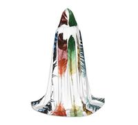 LPLSNWS Piume colorate disegnate a mano su vestaglia cosplay per adolescenti con grafica bianca - perfetta per Halloween, spettacoli teatrali e abbigliamento cosplay quotidiano