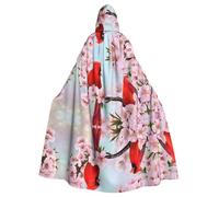 LPLSNWS Red Bird Branch Blossom - Mantella con cappuccio per adulti, unisex, ideale per convegni, feste e costumi cosplay