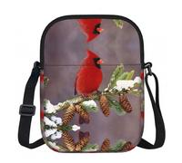 LPLSNWS Red Bird On Branch - Borsa a tracolla con cerniera stampata, piccola borsa a tracolla con tracolla regolabile, borsa da viaggio portatile da lavoro per donne e uomini