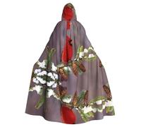 LPLSNWS Red Bird On Branch - Mantello con cappuccio per adulti - Comodo mantello con cappuccio adatto per cosplay, spettacoli teatrali, balli in maschera, feste a tema e convegni anime.