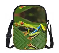 LPLSNWS Red Eyed Tree Frog - Borsa a tracolla con cerniera, piccola borsa a tracolla con tracolla regolabile, portatile, da viaggio, lavoro, regalo per donne e uomini