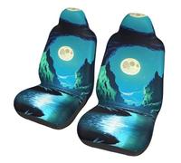 LPLSNWS Set di 2 coprisedili per auto, con stampa di grotte e luna d'acqua, per berline/camion/autobus/traghetto