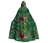 LPLSNWS Simpatico mantello con cappuccio per adulti con bradipo rilassante sull'albero della giungla - Comodo mantello con cappuccio adatto per cosplay, spettacoli teatrali, balli in maschera, feste a