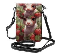 LPLSNWS Strawberry Cow in the Forest - Portafoglio da donna con tracolla regolabile