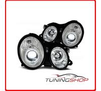 LPME27 COPPIA FARI FANALI ANTERIORI MERCEDES W208 CLK 1997-2002 ANGEL EYES CROMA