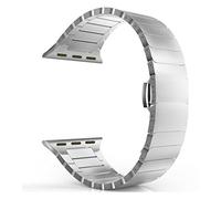 LPMPCZKZGF Cinturino in acciaio inossidabile aziendale compatibile for Apple Watch 6 44mm 40mm Braccialetto compatibile for la serie IWatch 5 4 3 42mm 38mm Metal Butterfly Buckle Cinturino per orologi