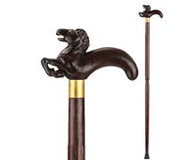 LPNCBUDC BJH Bastone da Passeggio in Legno con Manico a Testa di Cavallo Scultura Manuale Stampella Naturale