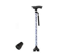 LPNCBUDC Stampelle per Anziani con Bastone Fiore Blu Un Piede Piccolo Bastone da Passeggio Retrattile a Quattro Piedi Gamma di Regolazione di 56 cm-92 cm