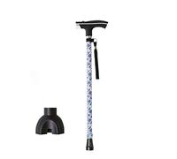 LPNCBUDC Stampelle per Anziani con Bastone Fiore Blu Un Piede Piccolo Bastone da Passeggio Retrattile a Quattro Piedi Gamma di Regolazione di 56 cm-92 cm