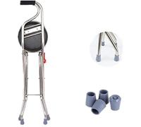 LPNCBUDC Stampelle Riposo Sgabello Stampella, Bastone di Canna Pieghevole Portatile con Sedile 2 in 1 Sgabello in Canna a Quattro Gambe con Impugnatura Antiscivolo e Punta in Gomma Altezza Regolabile