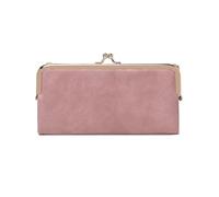 LPNGTNG Portafoglio lungo multifunzionale di colore solido, portamonete della frizione dell'annata, portafoglio della chiusura lampo del titolare della carta delle donne, Qb332-rosa, 2PCS