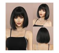 LPOCIKZADEC Splendida parrucca alla moda, capelli corti e lisci, parrucca bionda da donna, per uso quotidiano, cosplay, parrucca bianca elegante (nero)