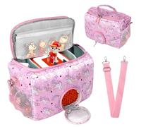 LPQKCcY Custodia per Toniebox Starter, custodia per Tonies Characters, cuffie, stazione di ricarica e accessori, borsa per il trasporto con cerniera e tracolla regolabile (Rosa)