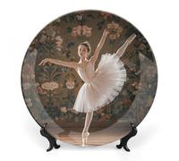 LPSADGF Ballerina Dance Piatti decorativi in ceramica Piatti decorativi per esposizione Stile Boemia Piatto da cena con espositore Piatto cinese per la decorazione della casa 17,8 cm