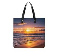 LPSADGF Beach Sunset Waves Tote Bags per le donne borsa in pelle borsa per il trucco con fibbia magnetica design casual borsa