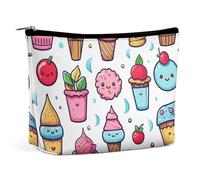 LPSADGF Beauty case da donna rosa farfalla borsa cosmetica portatile capacità viaggio trucco borse con cerniera leggero carino beauty organizer per viaggi, accessori, essenziali, Gelato Doodle, Taglia