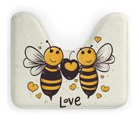 LPSADGF Bee Love Honey - Tappetino da bagno a forma di U, ultra morbido, super assorbente, con retro antiscivolo, ad asciugatura rapida, lavabile, per base WC ovale, tappetino da bagno per doccia