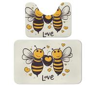 LPSADGF Bee Love Honeys - Set di 2 tappeti da bagno morbidi a forma di U, 40 x 60 cm, ad asciugatura rapida, lavabili, super assorbenti