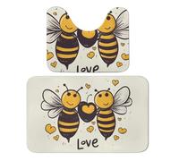 LPSADGF Bee Love Honeys - Set di 2 tappeti da bagno morbidi da bagno a forma di U, 50 x 80 cm, ad asciugatura rapida, per bagno, vasca, lavabili, super assorbenti