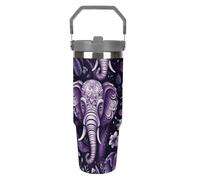 LPSADGF Bicchiere da 880 ml con cannuccia a forma di elefante in stile cartone animato, tazza da viaggio isolata in acciaio inox con manico, design a doppia parete, coperchio a prova di perdite