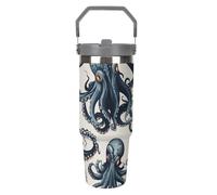 LPSADGF Bicchiere da 880 ml con cannuccia, tazza da viaggio isolata in acciaio inox con manico, design a doppia parete, coperchio a prova di perdite, mantiene le bevande calde/fredde per ore