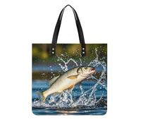 LPSADGF Big Mouth Bass Bites Bait Tote Bags per le donne borsa in pelle borsa per il trucco con fibbia magnetica design borsa casual