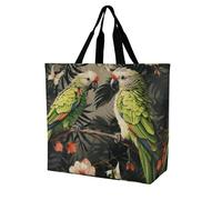 LPSADGF Borsa a tracolla da donna colorata da biliardo, riutilizzabile, pieghevole, per la spesa, borsa a tracolla, Coppia Pappagalli Oliva, 40x40x16cm
