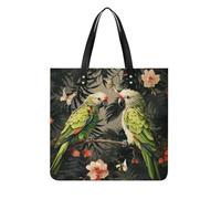 LPSADGF Borsa da donna in pelle con pappagalli e verde oliva, borsa per il trucco con fibbia magnetica, borsa casual