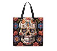 LPSADGF Borsa da donna in pelle con teschi di zucchero, borsa per il trucco con fibbia magnetica, borsa casual