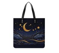 LPSADGF Borsa da donna in pelle verde a forma di lumaca, borsa per il trucco con fibbia magnetica, borsa casual, Ci sono stelle e luna su di esso, 39x39cm