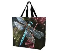 LPSADGF Borsa tote da donna con cavallo arabo, riutilizzabile, pieghevole, borsa per la spesa, borsa a tracolla, Libellula blu., 40x40x16cm