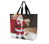 LPSADGF Borsa tote da donna con cervello sinistro e destro, riutilizzabile, pieghevole, borsa per la spesa, borsa a tracolla, Buon Natale, 40x40x16cm