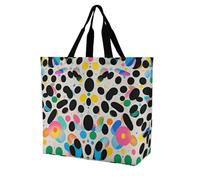 LPSADGF Borsa tote da donna con papaveri, riutilizzabile, pieghevole, borsa per la spesa, borsa a tracolla, Glitter arcobaleno a pois, 40x40x16cm
