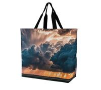 LPSADGF Borsa tote da donna con personaggi indigeni e lupi, borsa per la spesa, riutilizzabile, pieghevole, borsa a tracolla, Magnifica Nube Tempesta di pioggia, 40x40x16cm