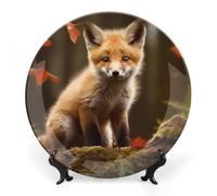 LPSADGF Carino volpe piatti decorativi in ceramica piatti decorativi per esposizione in stile bohémien piatto da pranzo con espositore piatto cinese per la decorazione domestica 17,8 cm