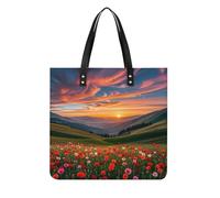 LPSADGF Cloud Garden at Sunset Tote Bag per donna borsa in pelle borsa per il trucco con fibbia magnetica design casual borsa