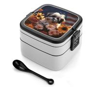 LPSADGF Contenitore per il pranzo da donna Shih Tzu cane e fiori Bento Box con coperchio a prova di perdite e contenitore Snackle Box