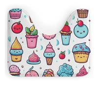 LPSADGF Doodle Ice Cream - Tappetino da bagno a forma di U, ultra morbido, super assorbente, con retro antiscivolo, ad asciugatura rapida, lavabile, per base WC ovale, tappetino da bagno per doccia