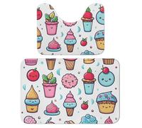 LPSADGF Doodle - Set di 2 tappeti da bagno morbidi a forma di U, 40 x 60 cm, ad asciugatura rapida, per bagno, vasca, lavabili, super assorbenti