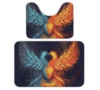 LPSADGF Fire and Water Phoenix, Set di 2 tappeti da bagno morbidi a forma di U, 40 x 60 cm, ad asciugatura rapida, per bagno, vasca, lavabili, super assorbenti