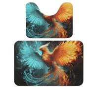 LPSADGF Fire and Water Phoenix, Set di 2 tappeti da bagno morbidi a forma di U, 40 x 60 cm, ad asciugatura rapida, per bagno, vasca, lavabili, super assorbenti