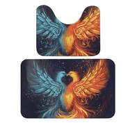 LPSADGF Fire and Water Phoenix, Set di 2 tappeti da bagno morbidi da bagno a forma di U, 50 x 80 cm, ad asciugatura rapida, per bagno, vasca, lavabili, super assorbenti