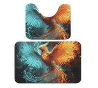 LPSADGF Fire and Water Phoenix, Set di 2 tappeti da bagno morbidi da bagno a forma di U, 50 x 80 cm, ad asciugatura rapida, per bagno, vasca, lavabili, super assorbenti