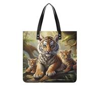 LPSADGF Fireflies and Lantern Tote Bags per le donne borsa in pelle borsa per il trucco con fibbia magnetica design borsa casual, Animali della giungla, 39x39cm